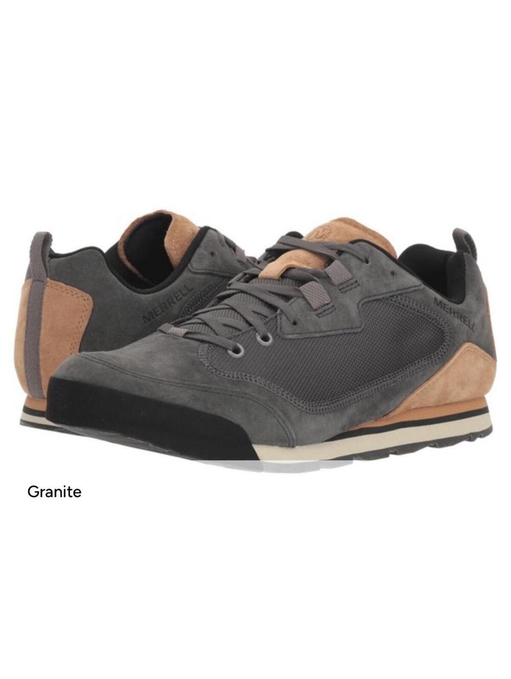 Merrell Mens 9.5 Burnt Rock Travel Granite Leather Hiking Casual Sneaker Shoes